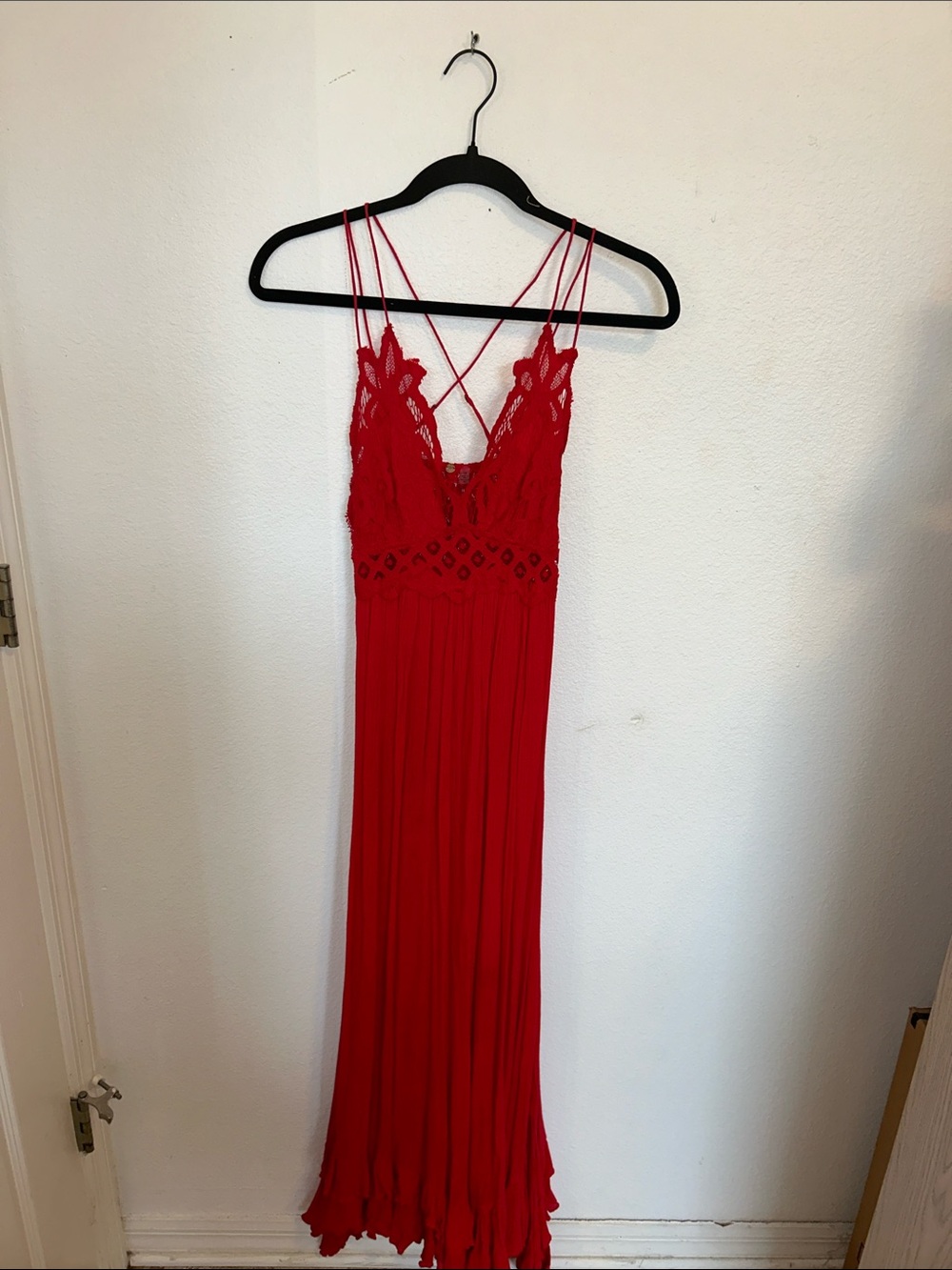 Free People Crochet Lace Dress with Crisscross Straps